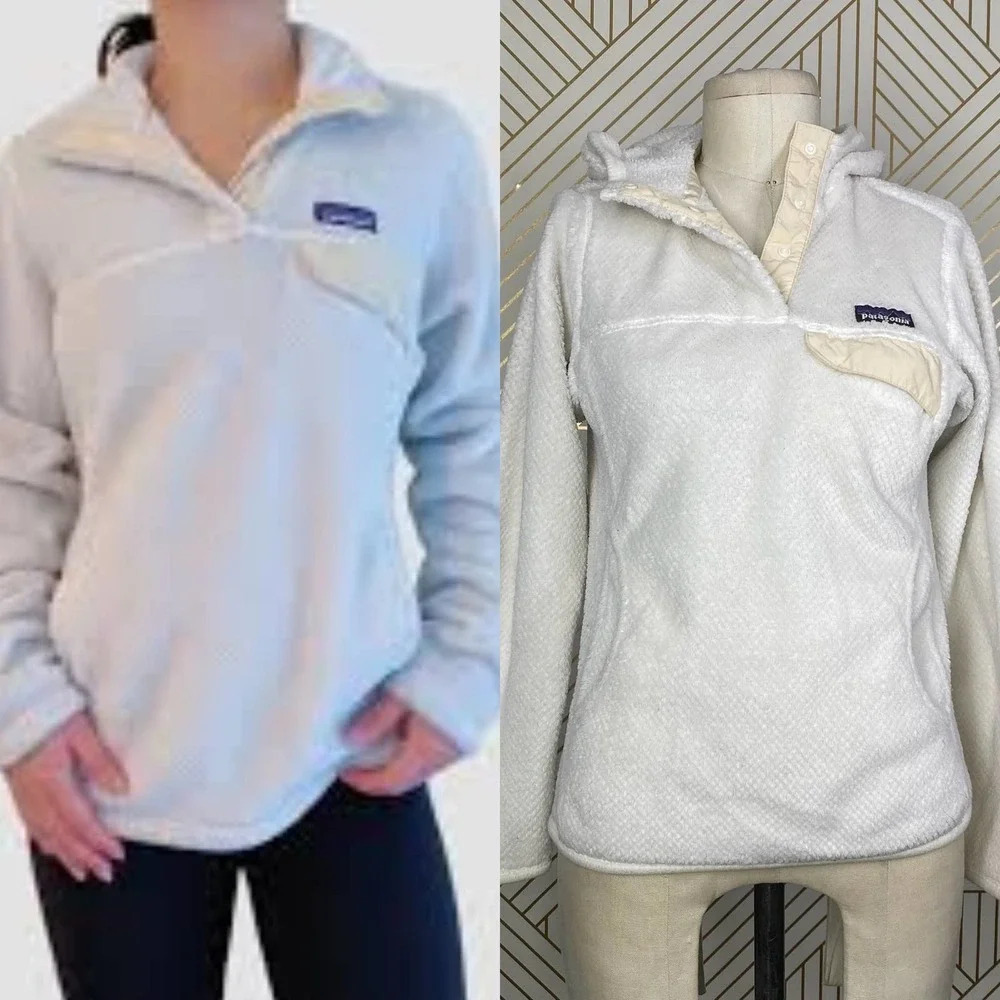 Patagonia Re-Tool Snap-T Fleece Pullover Hoodie Sweatshirt Cream Size US XS